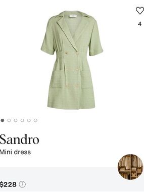 Sandro Light Green Double-Breasted Mini Dress